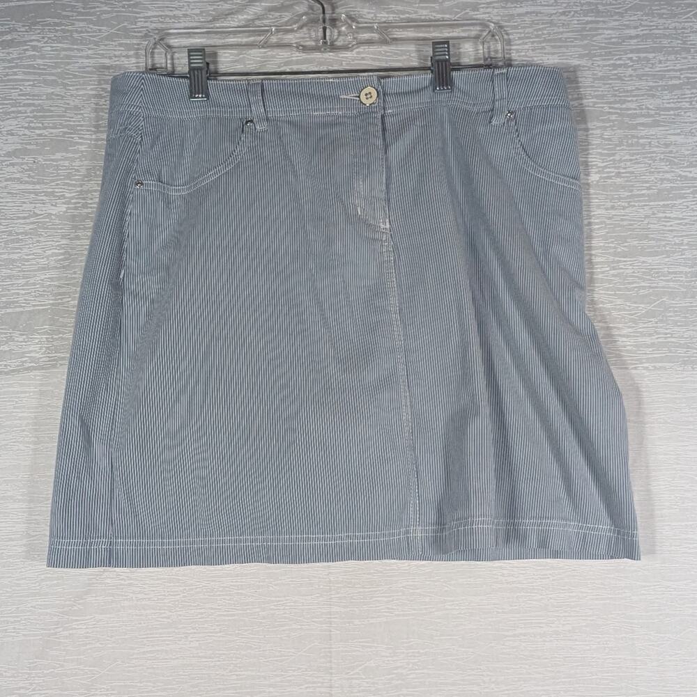 Karen Scott Skort Womens Size 10 Blue Stripe Stretch Skort